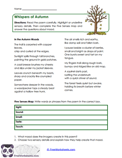 Whispers of Autumn Worksheet