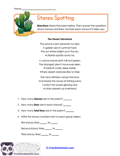 Stanza Spotting Worksheet