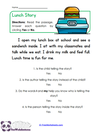 Lunch Narrator Worksheet
