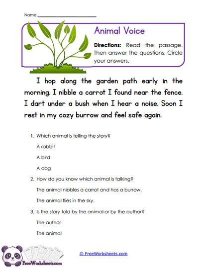 Animal Speaker Worksheet