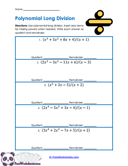 Long Division Worksheet