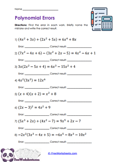 Error Analysis Worksheet