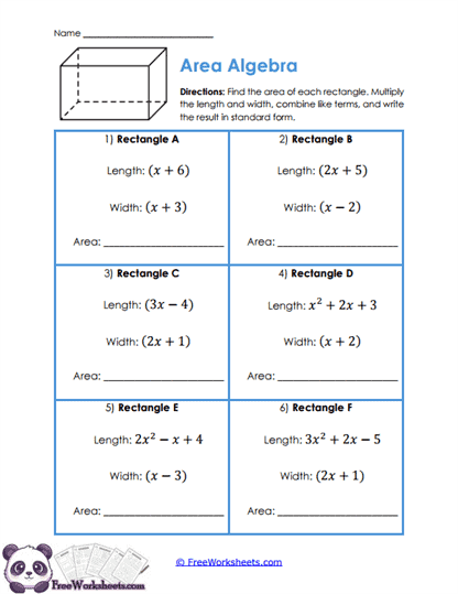 Area Products Worksheet