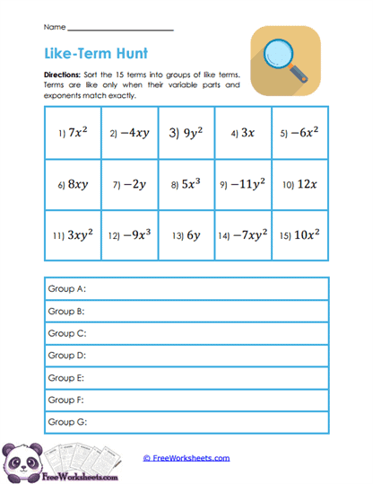 Term Groups Worksheet