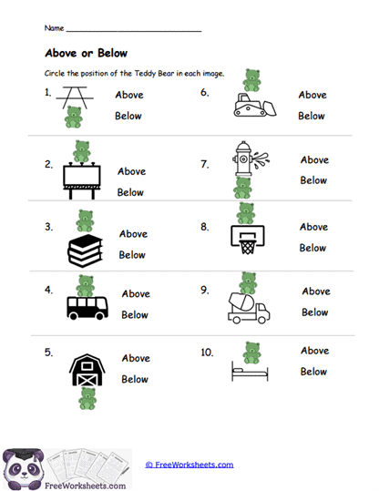 Above or Below Worksheet