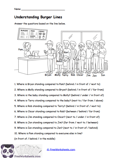 Understanding Burger Lines Worksheet