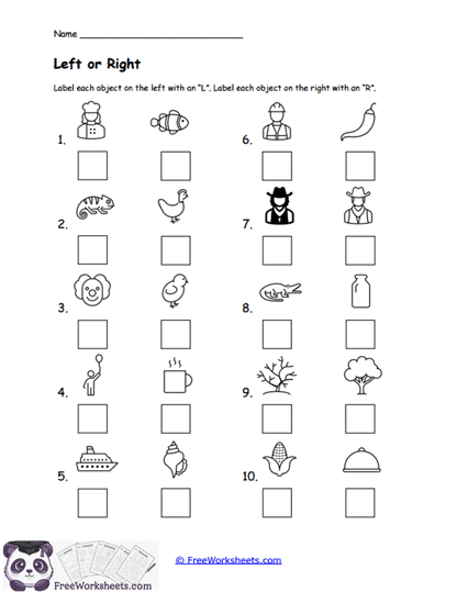 Left or Right Worksheet