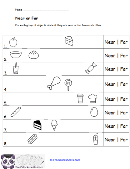Near or Far Worksheet
