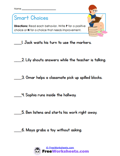 Smart Choices Worksheet