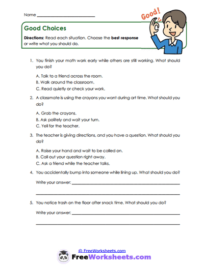 Good Choices Worksheet