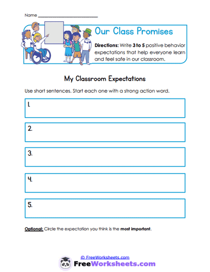 Our Class Promises Worksheet