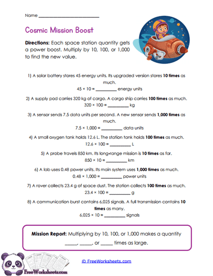 Space Scaling Worksheet