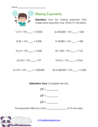 Missing Powers Worksheet