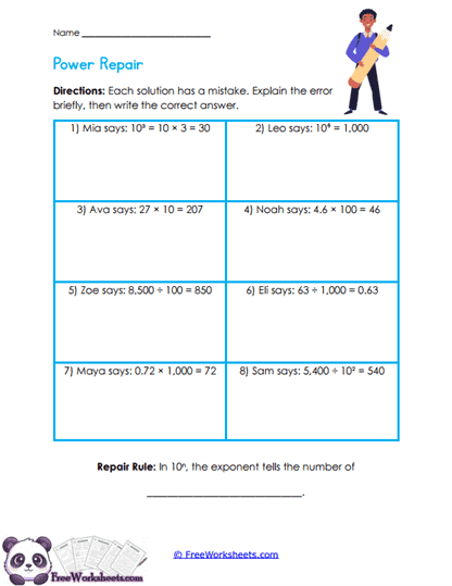 Error Repair Worksheet