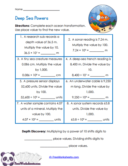 Ocean Scaling Worksheet