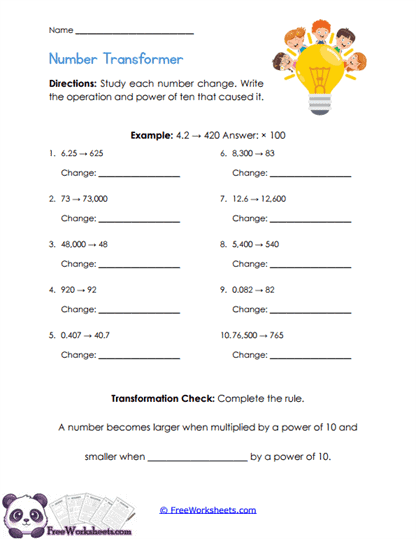 Number Changes Worksheet