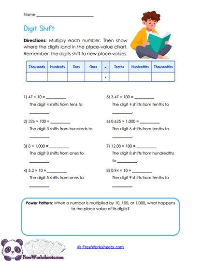 Place Shift Worksheet