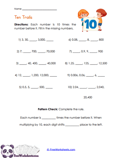 Ten Patterns Worksheet