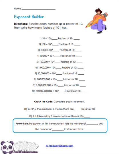 Exponent Builder Worksheet