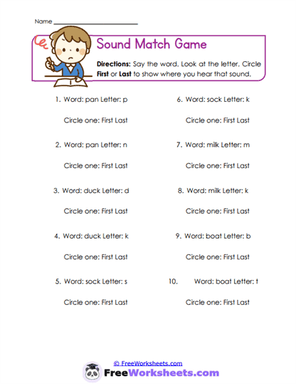 Sound Matchers Worksheet
