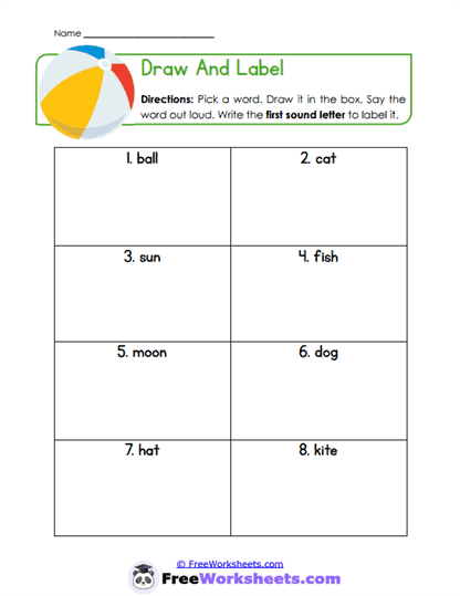 Picture Labels Worksheet
