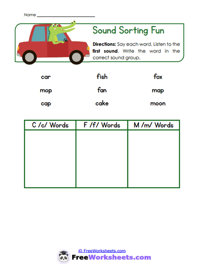 Sound Sorting Worksheet