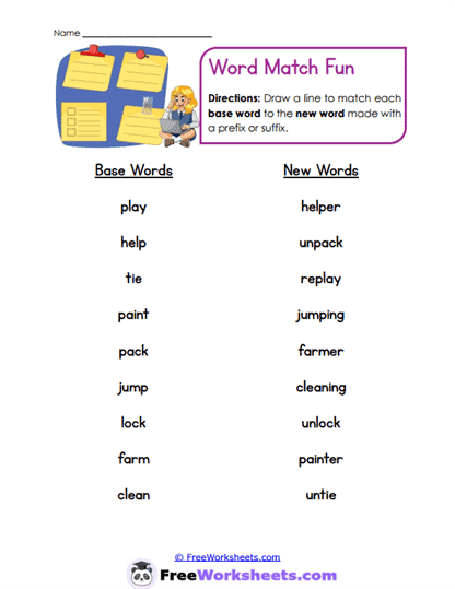 Word Connections Worksheet
