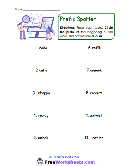 Prefix Clues Worksheet