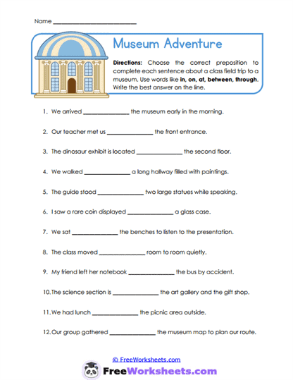 7th Grade Preposition Worksheet Collection