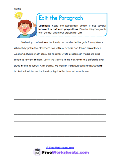 Paragraph Repair Worksheet