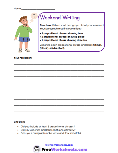 Weekend Details Worksheet