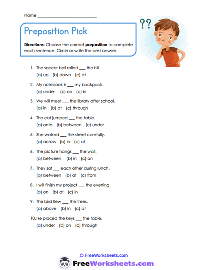Position Choices Worksheet