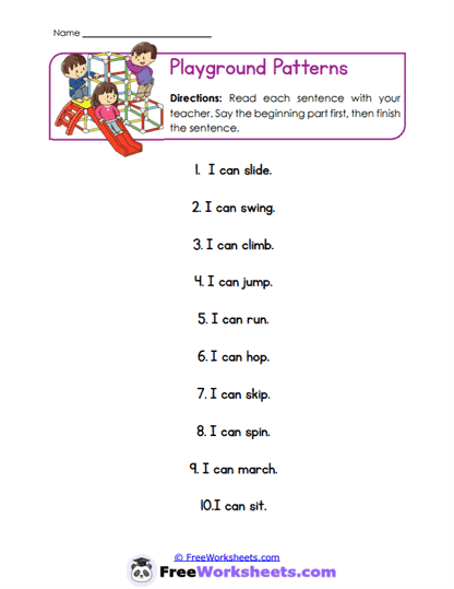 Playground Patterns Worksheet
