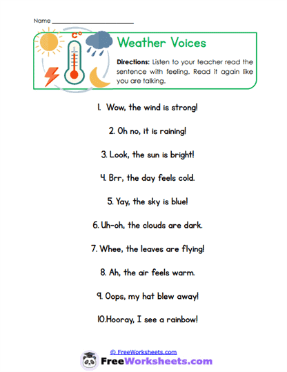 Weather Voices Worksheet