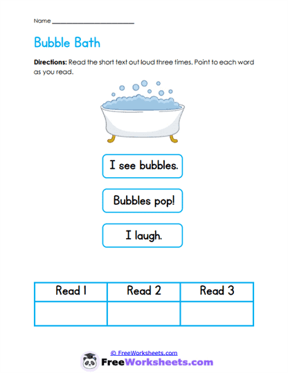 Bubble Bath Worksheet