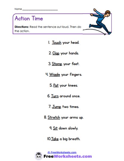 Action Time Worksheet
