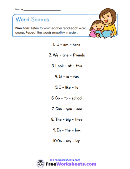 Word Scoops Worksheet