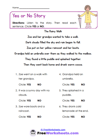Rainy Answers Worksheet