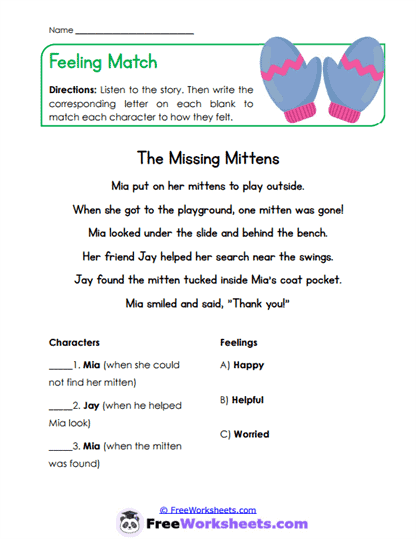 Feeling Clues Worksheet
