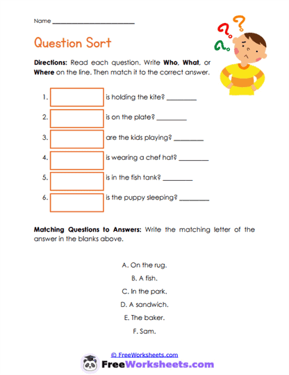 Question Words Worksheet