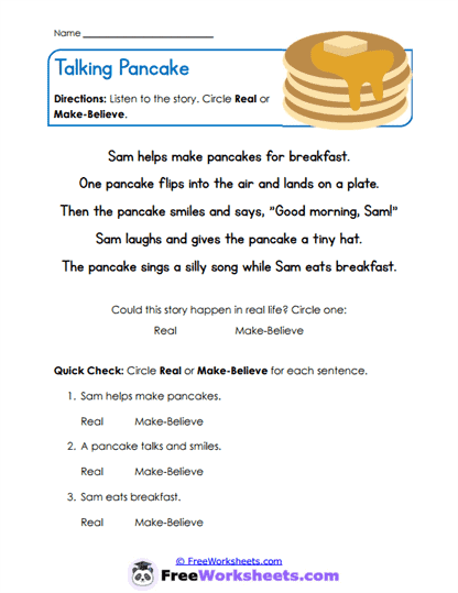 Talking Pancake Worksheet