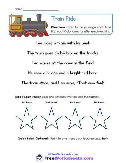 Train Ride Worksheet
