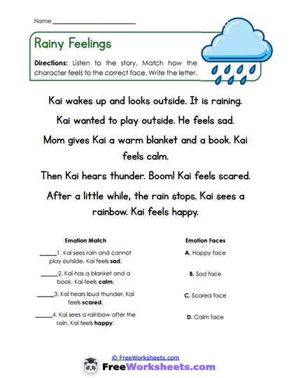 Rainy Feelings Worksheet