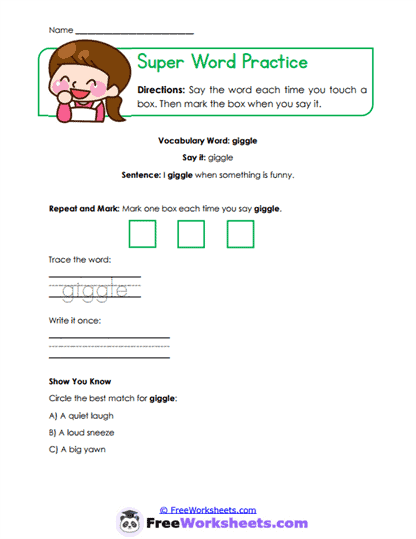 Super Word Practice Worksheet