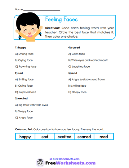Feeling Faces Worksheet