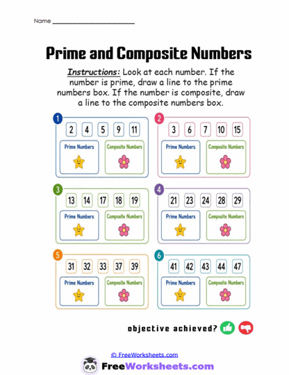 Prime Composite Sort Worksheet