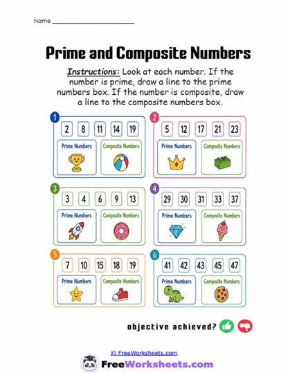 Prime Sort Lines Worksheet