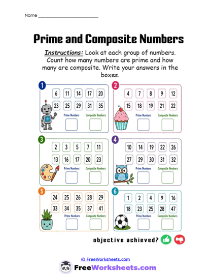 Prime Composite Review Worksheet