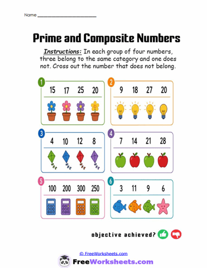 Factor Oddball Worksheet