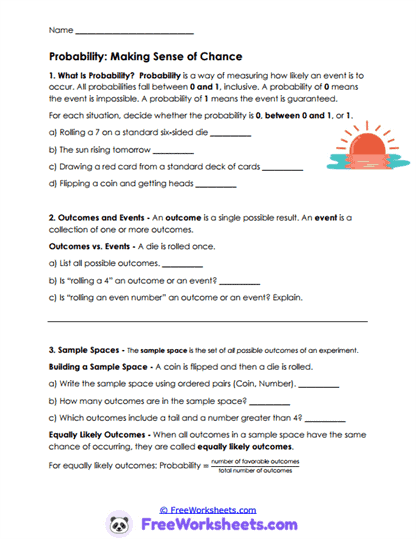 Chance Basics Worksheet
